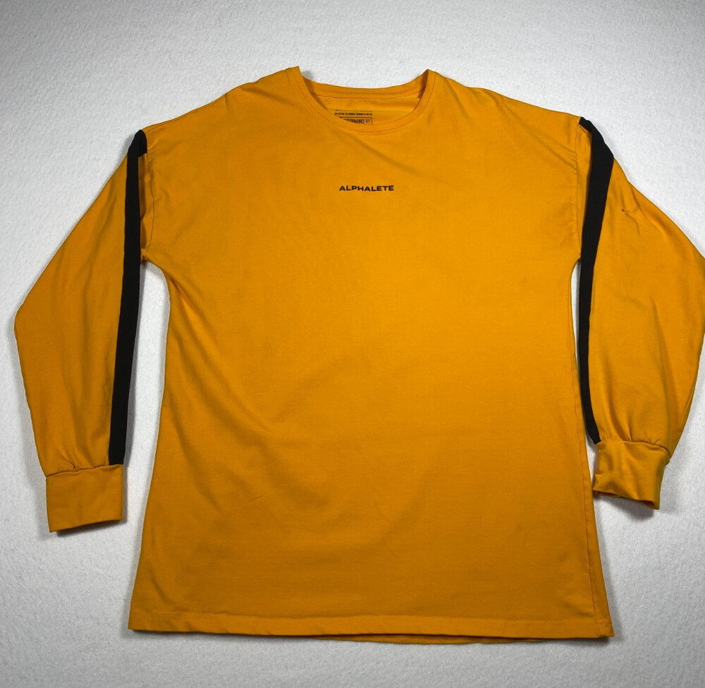 Alpahlete Men's Large Orange Black Performance Fit Long Sleeve Shirt Gym